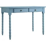 Chelsea Lane Wood Writing Desk 2-Drawer with Helix Legs, Heritage Blue