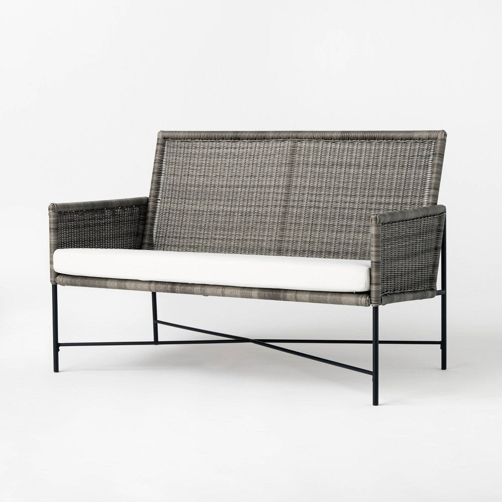 Wicker & Metal X Frame Outdoor Patio Loveseat - Gray - Threshold™ Designed with Studio McGee