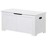 ZENY Storage Chest Spacious Portable MDF Frame Toys Storage Bench with Side Handles, White