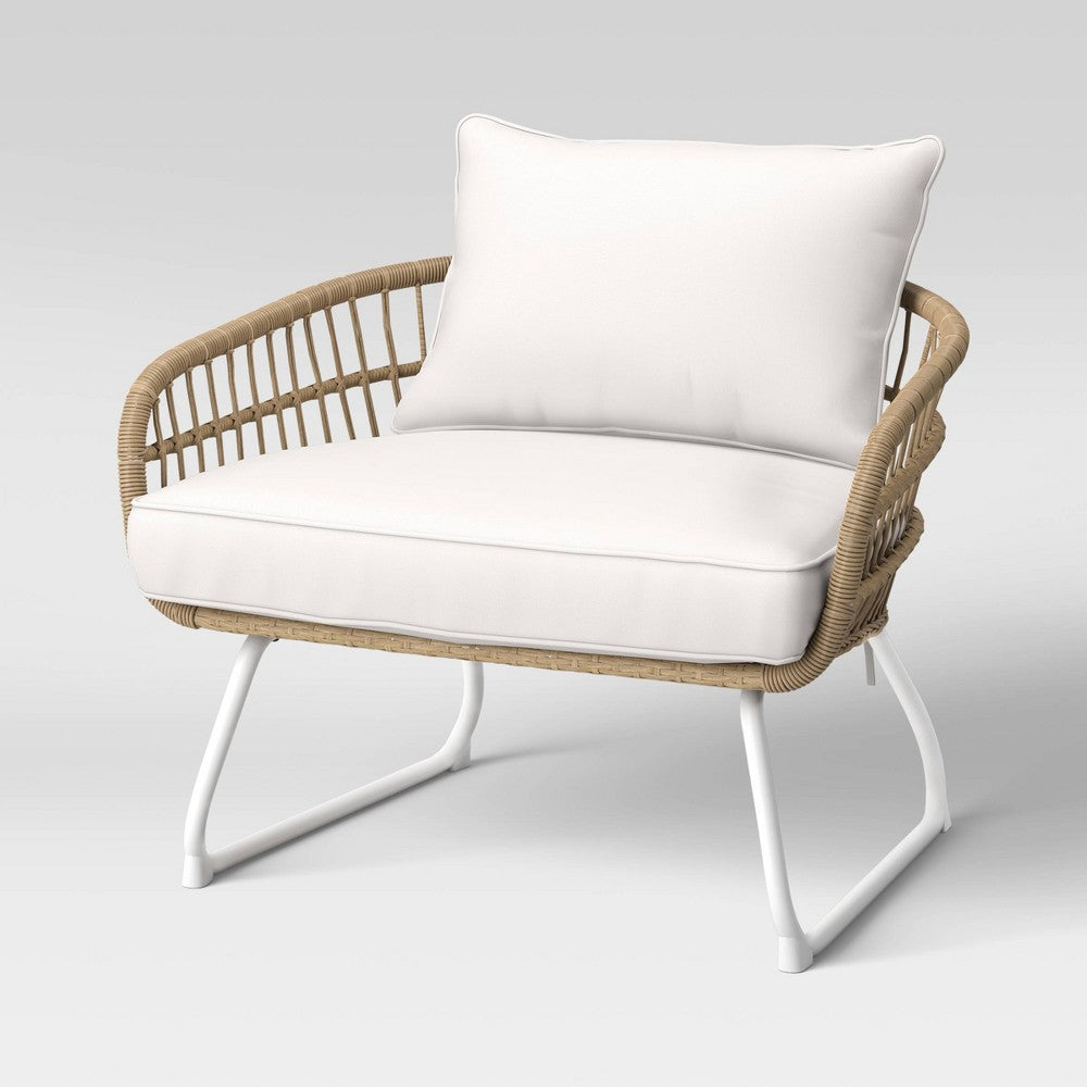Southport Patio Chair: Weather-Resistant Wicker, Steel Frame, Cushioned - Threshold™