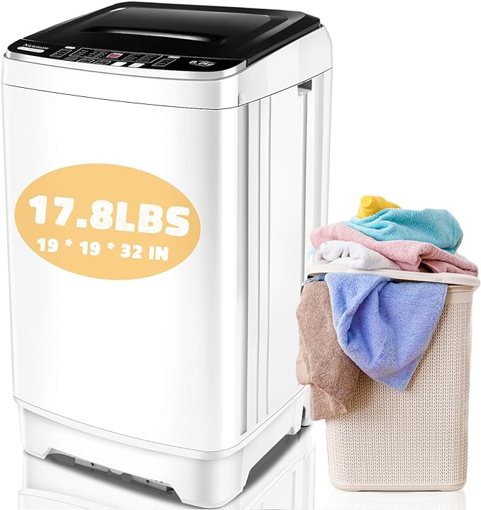 17.8Lbs Portable Washing Machine, 2.3 Cu.ft Portable Washer with Drain