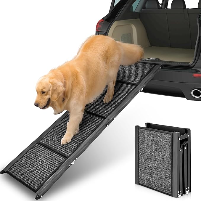 Petbank 62 Dog Ramp for Car Foldable Large Dog Car Ramp with Anti Slip Rug Surface 17 Wide Dog Ramp Steps for Large Medium Small Dogs Up to