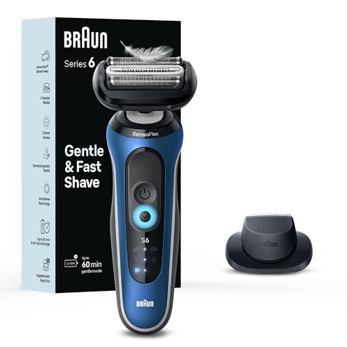 Braun Electric Shaver for Men, Series 6 6120s, Wet & Dry Shave, Turbo & Gentle Shaving Modes, Foil Shaver, Engineered in Germany, with Precision Trimm