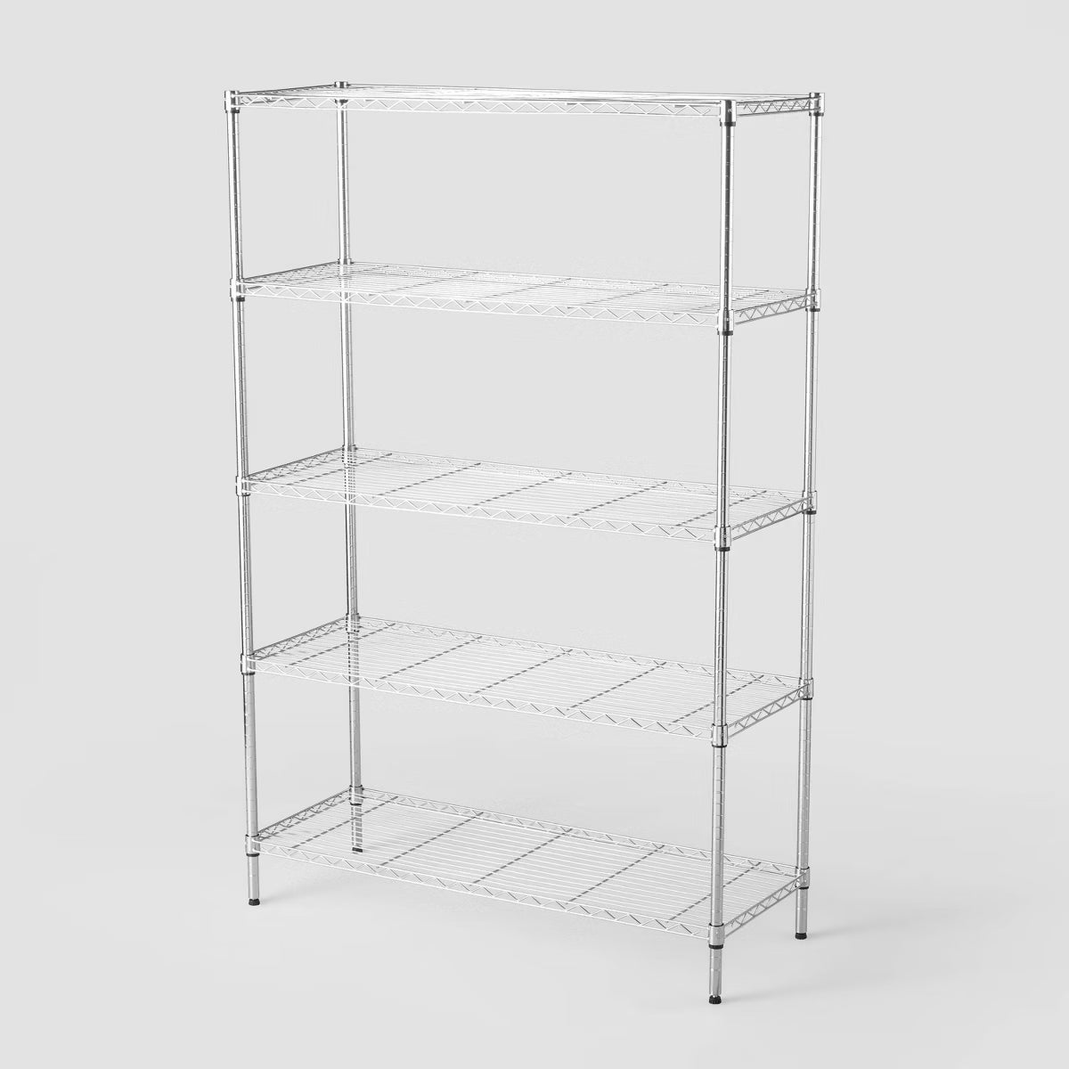 5 Tier Wide Wire Shelving Chrome - Brightroom™: Adjustable Metal Storage Unit, 72.63" H, 350 lb Capacity, Silver