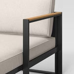 Henning Half Size Outdoor Patio Chaise Lounge, Daybed with Arm Cream - Threshold: Powder-Coated Steel Frame, All-Weather Design