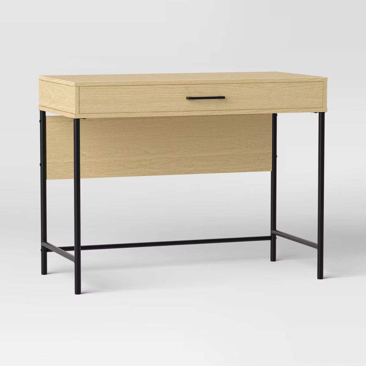 Mixed Material Wood and Metal Writing Desk Natural with Storage Drawer - Room Essentials™