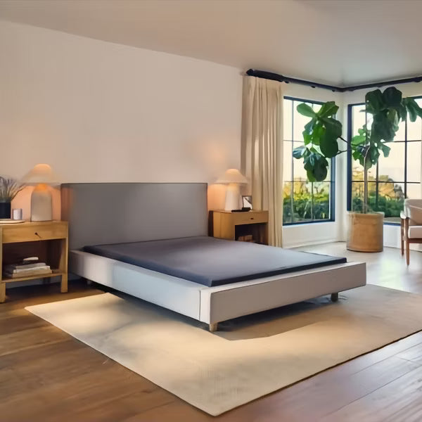 Purple Flat Foundation Standard 9" with 2000 lbs Capacity, Accordion Design, 14 Slats & Zip-On Cover, Gray, King