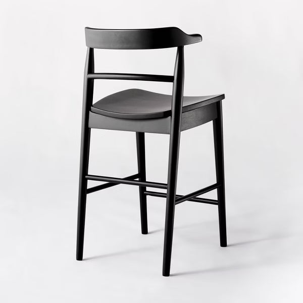 Kaysville Curved Back Wood Counter Height Barstool Black - Threshold™ designed with Studio McGee: Chic, Sturdy Frame, Footrest