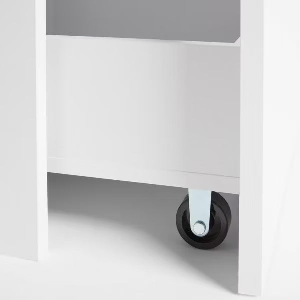 Narrow Storage Cabinet with Pull Out Cart White - Brightroom™: Utility Cart, Rolling Casters, Particle Board, 45" Height