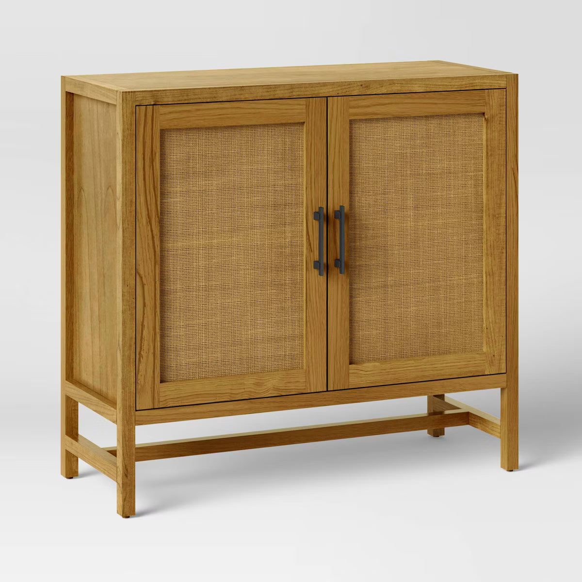 Warwick 2 Door Cabinet Natural - Threshold™: Transitional Style, Wood Frame, Adjustable Shelves, Anti-Tip Hardware