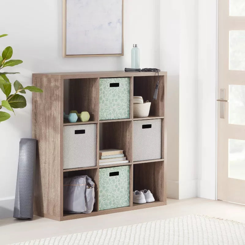 13" 9 Cube Organizer Weathered Gray - Brightroom™: Decorative Bookshelf, Cubby Storage, MDF & Particle Board, 13" Cube System
