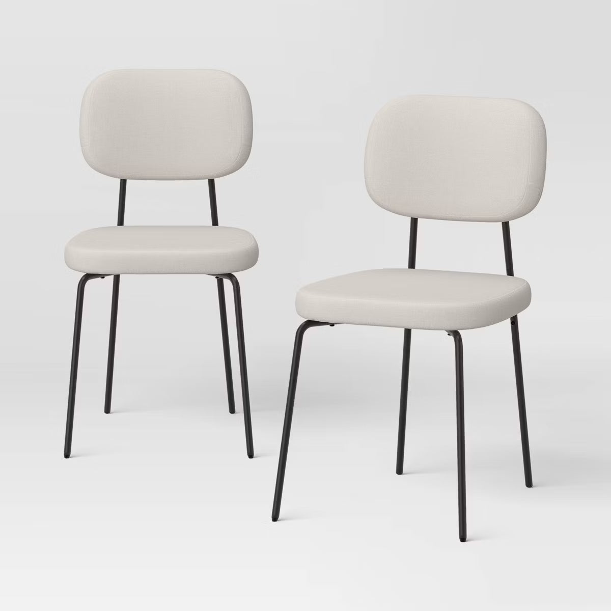 Set of 2 Upholstered with Metal Base Dining Chair Chairs Cream Boucle - Room Essentials™