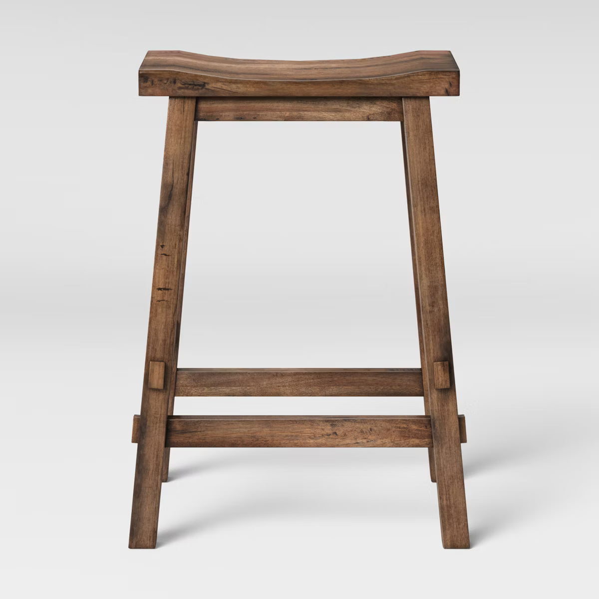 Halifax Farmhouse Wood Counter Height Barstool Brown - Threshold™: Rectangle, Backless, Hardwood Frame