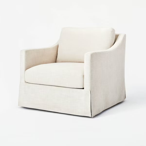 Vivian Park Upholstered Swivel Chair Cream - Threshold™ designed with Studio McGee: Padded Armrests, No Assembly Required