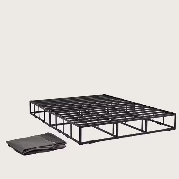 Purple Flat Foundation Standard 9" with 2000 lbs Capacity, Accordion Design, 14 Slats & Zip-On Cover, Gray, King