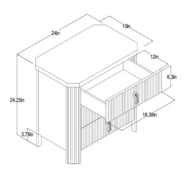 Laguna Nigel Fluted 3 Drawer Nightstand Brown - Threshold™ Designed with Studio McGee