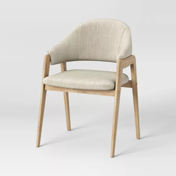 Ingleside Open Back Upholstered Wood Frame Dining Chair Cream/Natural Wood - Threshold™ Assembly Required