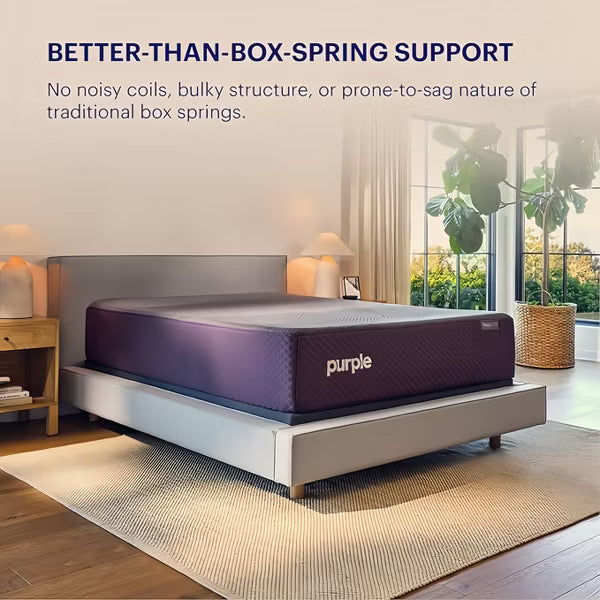 Purple Flat Foundation Standard 9" with 2000 lbs Capacity, Accordion Design, 14 Slats & Zip-On Cover, Gray, King