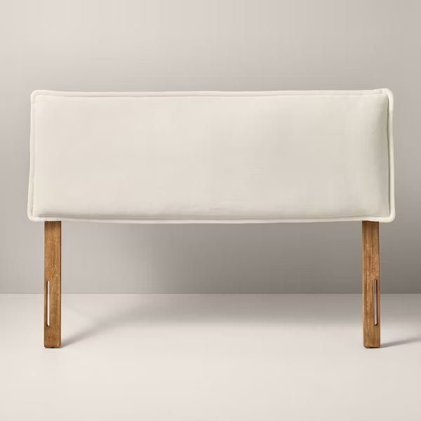 King Corduroy Upholstered Headboard Cream - Hearth & Hand™ with Magnolia: Farmhouse Style, Bed Frame Mounted
