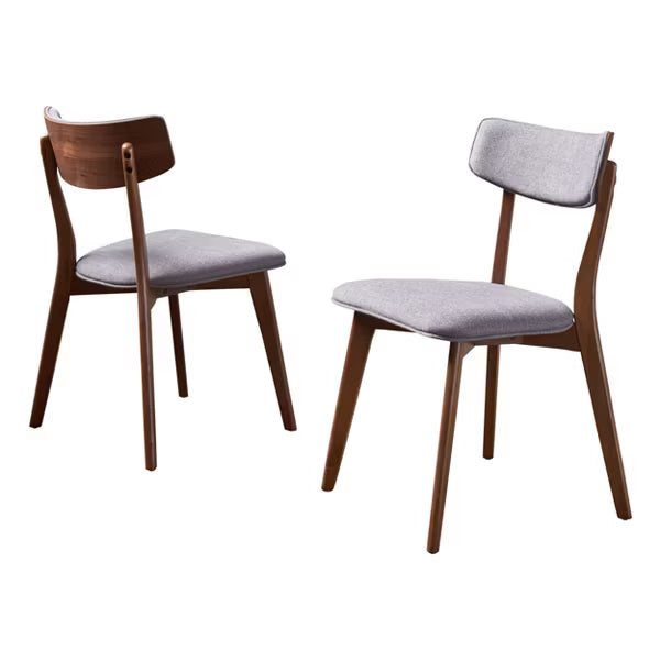 Set of 2 Chazz Mid-Century Dining Dark Chair/Walnut Gray - Christopher Knight Home: Rubberwood Frame, Upholstered