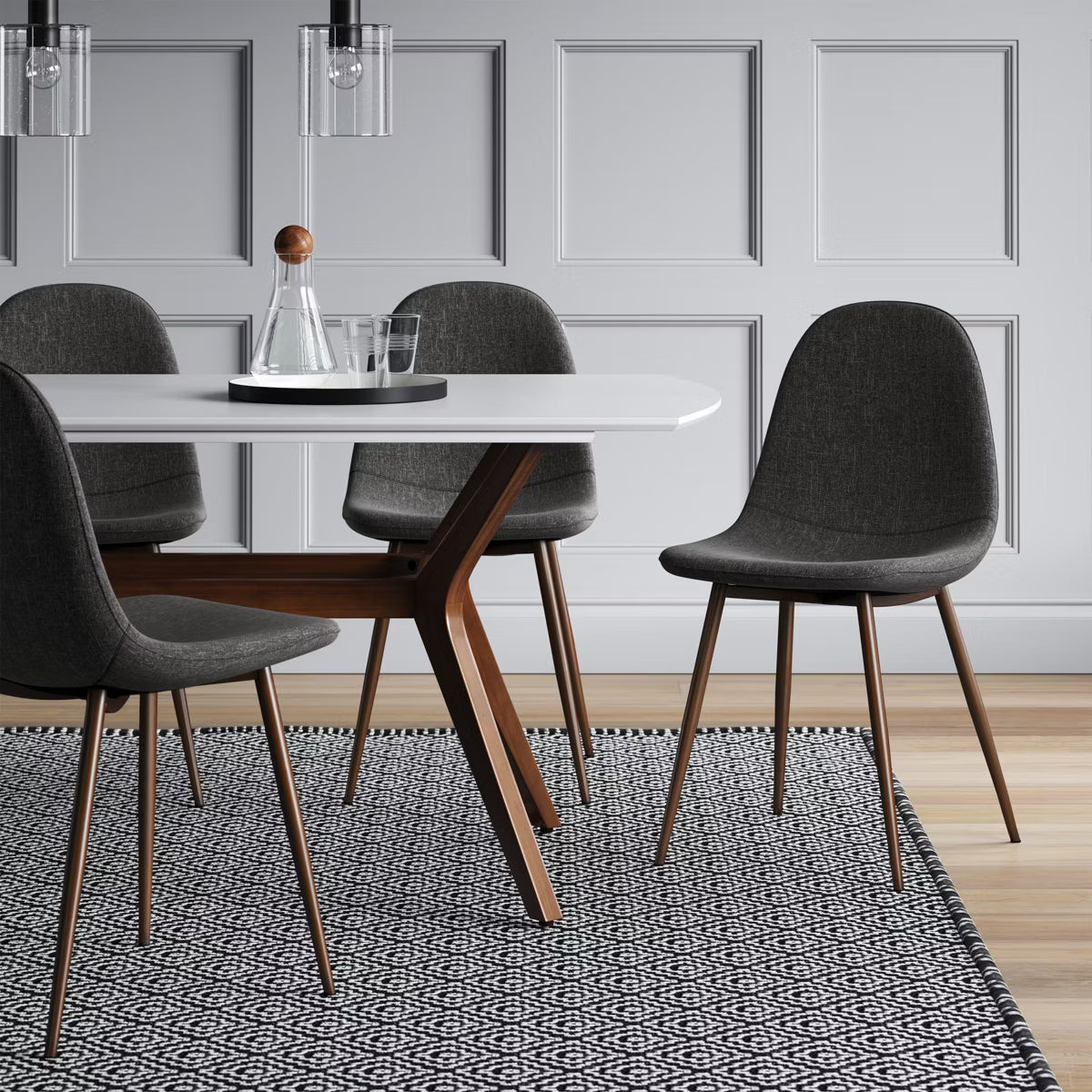 2pk Copley Dining Chairs Dark Gray - Threshold™: Upholstered, Metal Legs, Mid-Century Modern