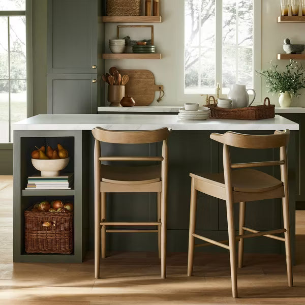 Kaysville Curved Back Wooden Counter Height Barstool Gray Wash - Threshold™ designed with Studio McGee: Rubberwood Frame, 250lb Capacity