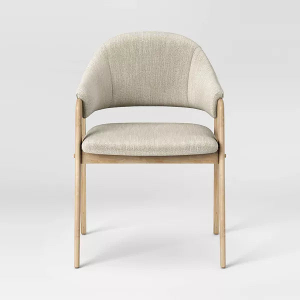 Ingleside Open Back Upholstered Wood Frame Dining Chair Cream/Natural Wood - Threshold™ Assembly Required