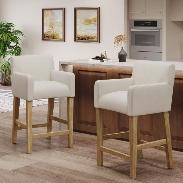 Christopher Knight Home Chaparral Contemporary Fabric Upholstered Wood 26 inch Counter Stools (Set of 2), Beige and Weathered Natural
