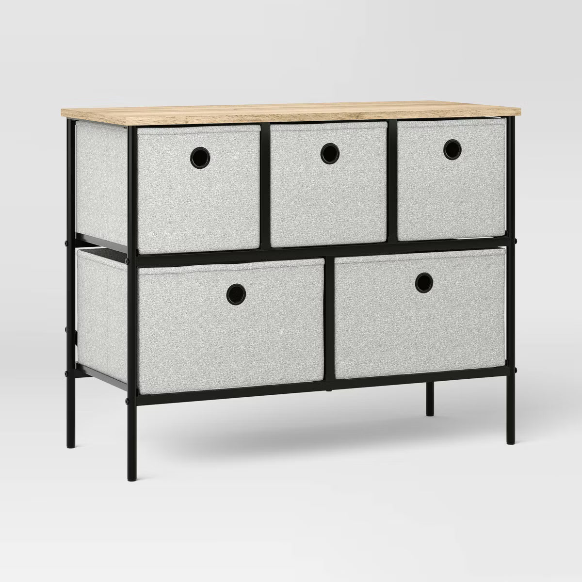 36" Wide Fabric Bin 5 Dresser Black Frame - Room Essentials™