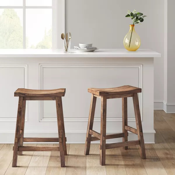 Halifax Farmhouse Wood Counter Height Barstool Brown - Threshold™: Rectangle, Backless, Hardwood Frame