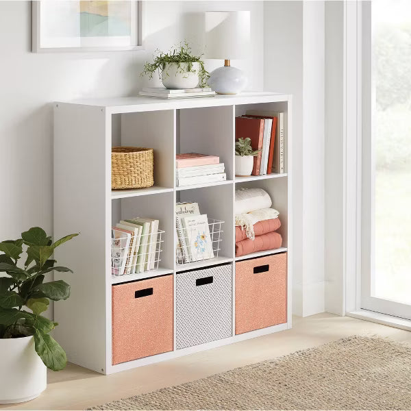 13" 9 Cube Organizer White - Brightroom™: Decorative Bookshelf, Cubby Storage, MDF & Particle Board, 13" Cube System Compatible