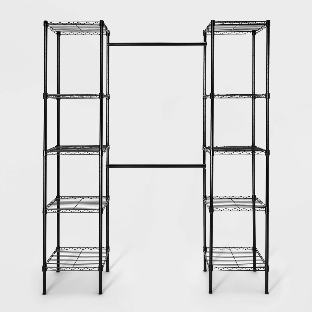 4'11" - 6'10" Wire Closet System Black - Brightroom™: Adjustable Shelves, Steel Frame, 10-Piece Organizer Kit