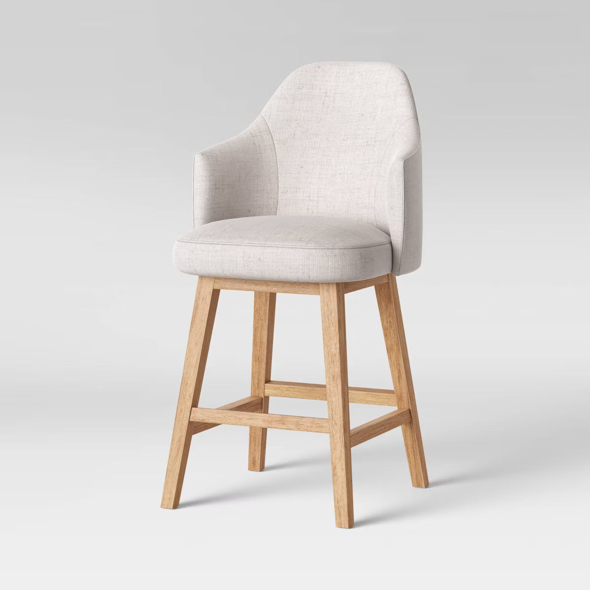 25.2" Kinston Swivel Curved Back Upholstered Counter Height Barstool with Footrest Linen - Threshold™