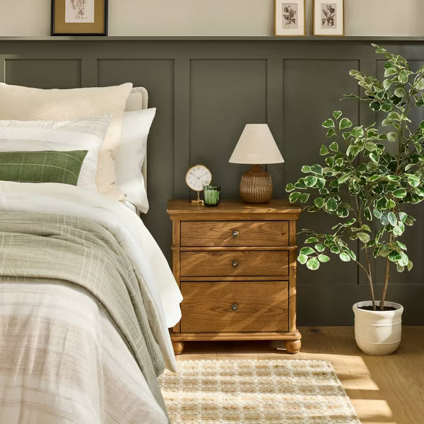 Classic 3 Drawer Wooden Nightstands Aged Oak - Hearth & Hand™ with Magnolia