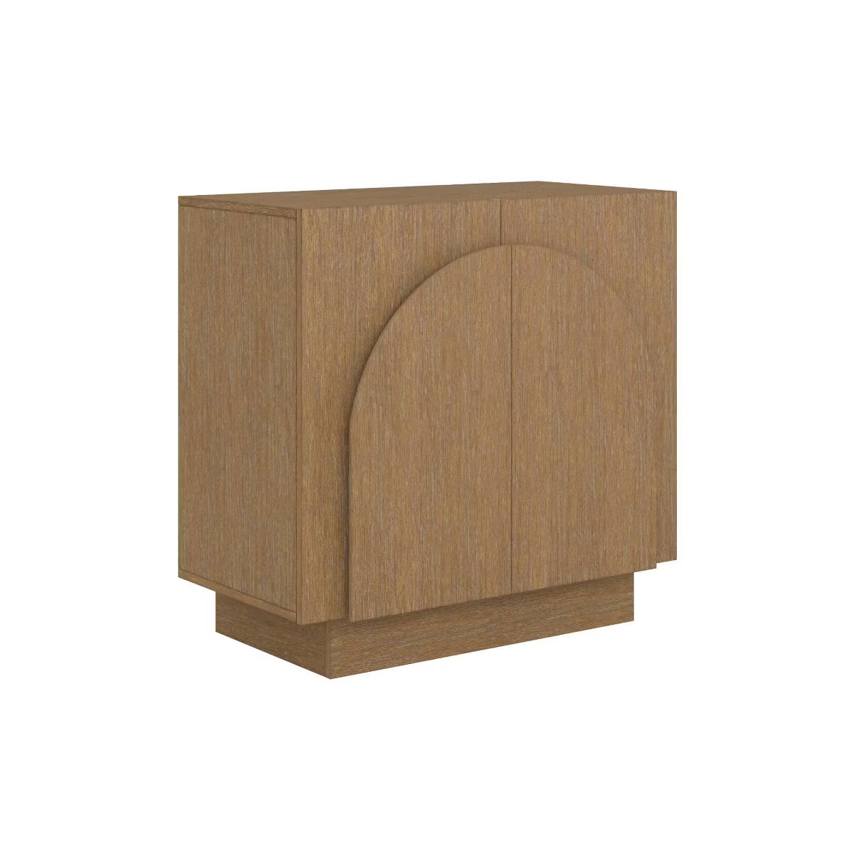 Nathan James Iris Mid-Century Arched Storage Cabinet Natural Brushed Light Brown: Veneer Surface, Fixed Shelf, Wood Frame