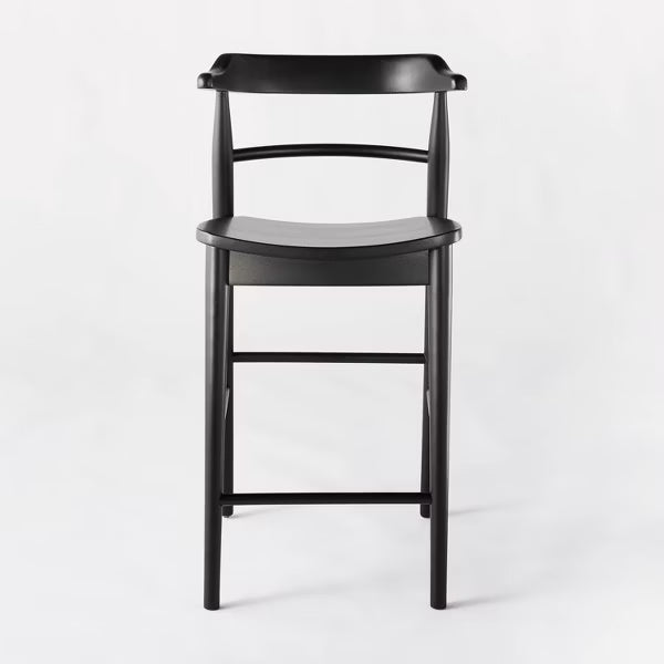 Kaysville Curved Back Wood Counter Height Barstool Black - Threshold™ designed with Studio McGee: Chic, Sturdy Frame, Footrest