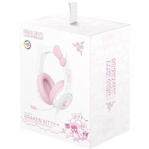 Razer Kraken Kitty V2 Wired USB A Gaming Headset with Kitty Ears and Chroma RGB Lighting - Hello Kitty Edition: Compatible with Personal Computer