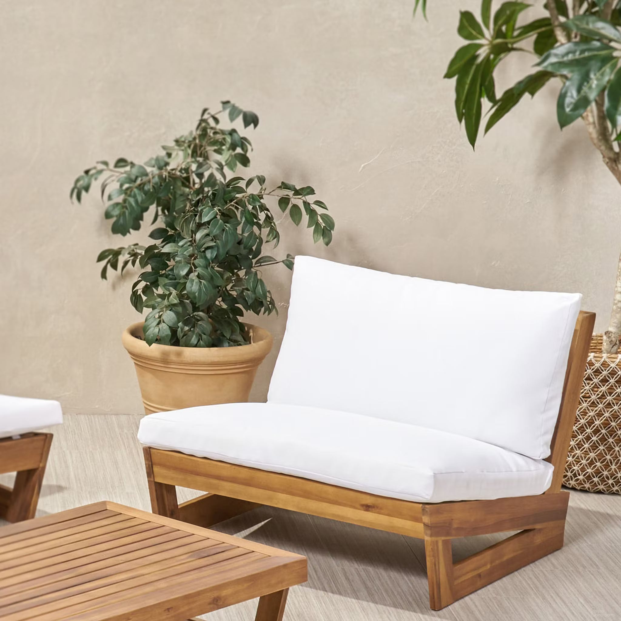 Acacia Wood Club Chair with Solid and Heavy Frame In Teak and White