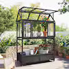 69 in. Garden Wood Portable Trellis with Movable Wheels Mini Greenhouse with Openable Roof and Storage Box