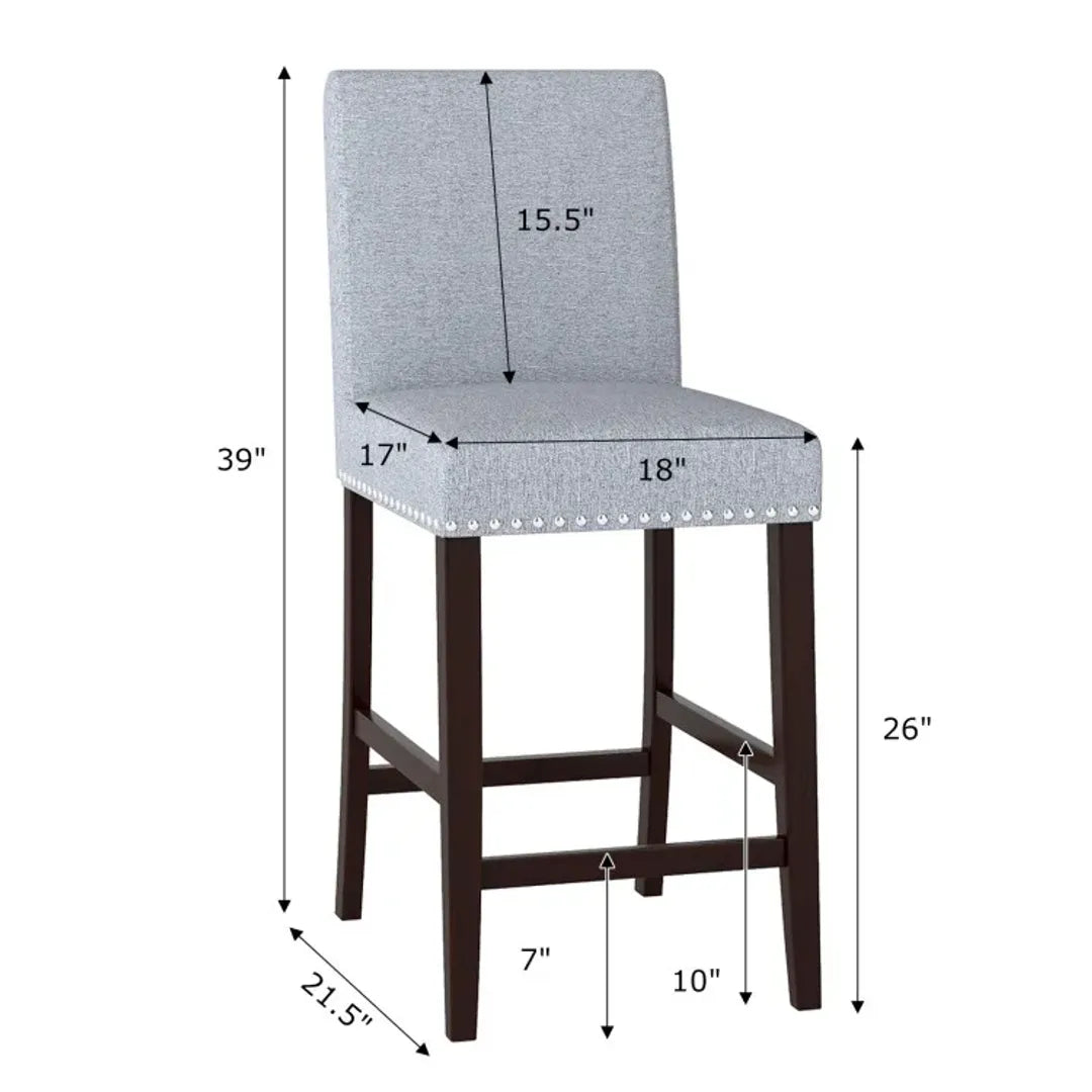 26 inch Counter Height Chairs Set of 2 with Padded Seat and Backrest