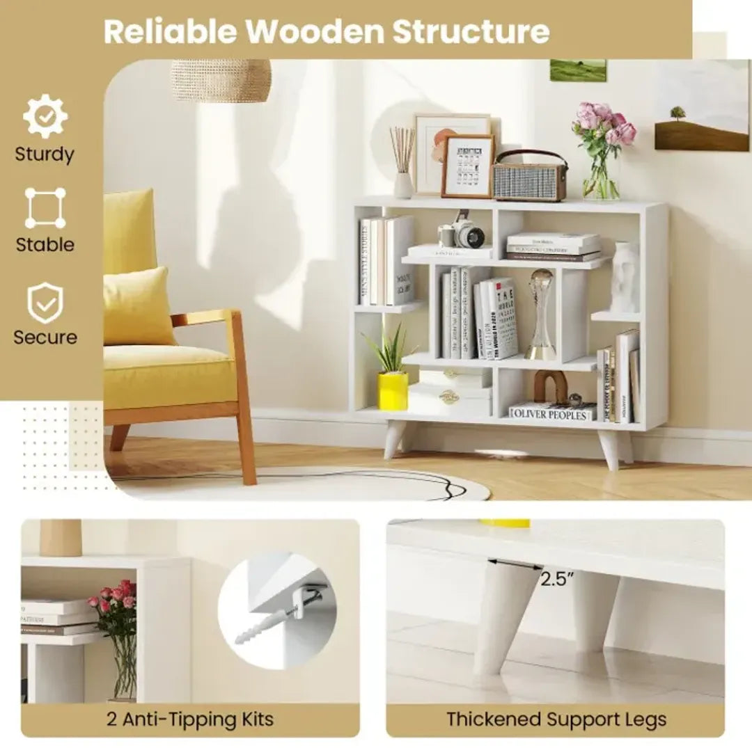 Geometric Bookcase with Anti-Tipping Kit and Storage Shelving Unit