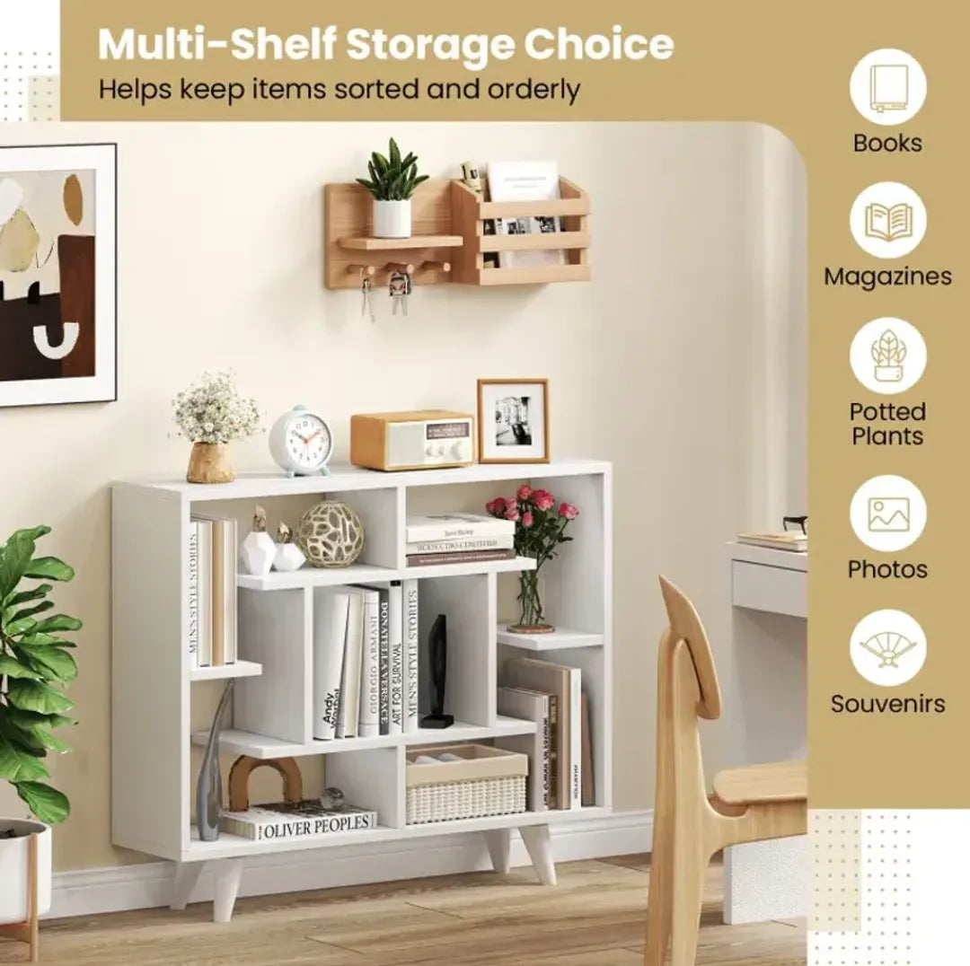 Geometric Bookcase with Anti-Tipping Kit and Storage Shelving Unit