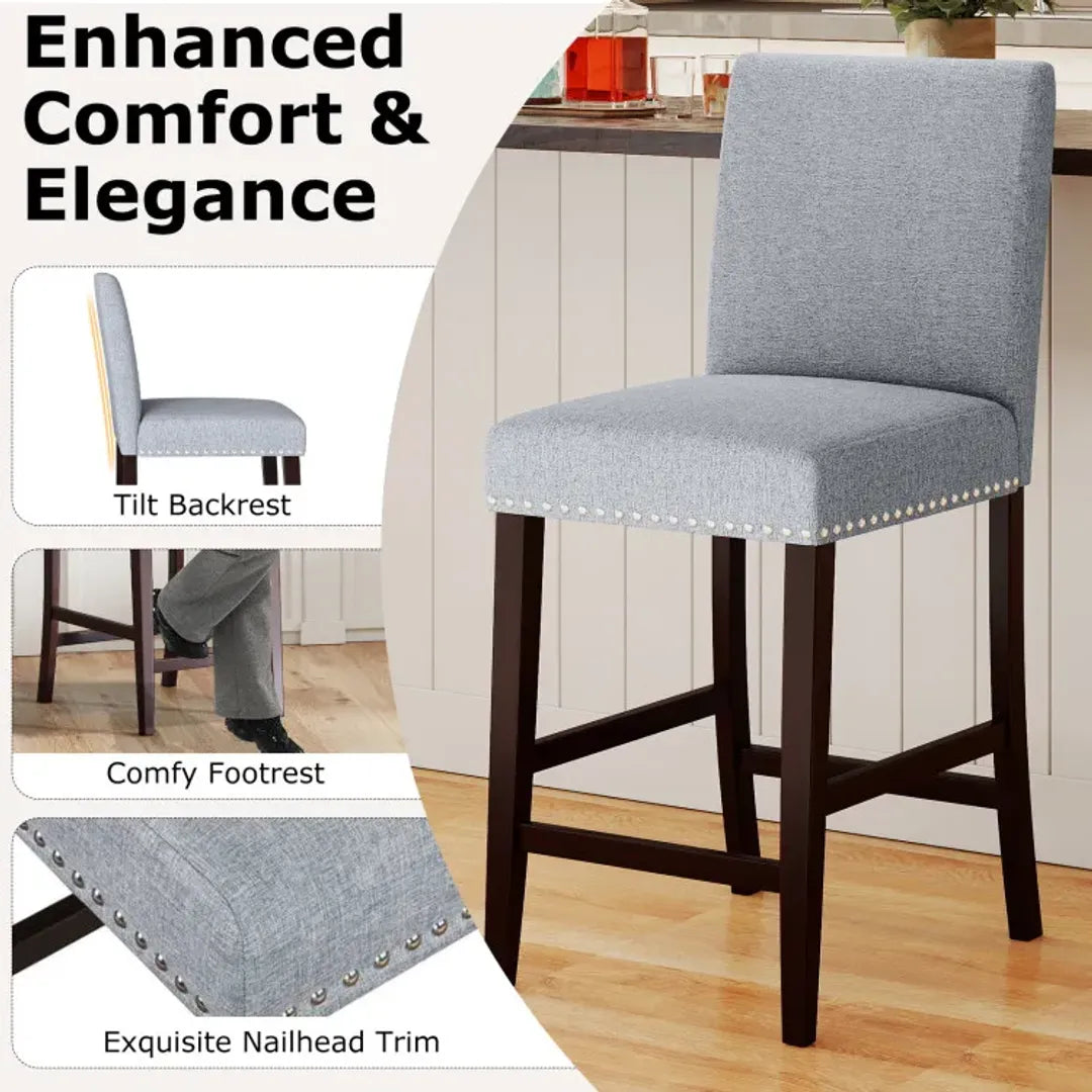 26 inch Counter Height Chairs Set of 2 with Padded Seat and Backrest