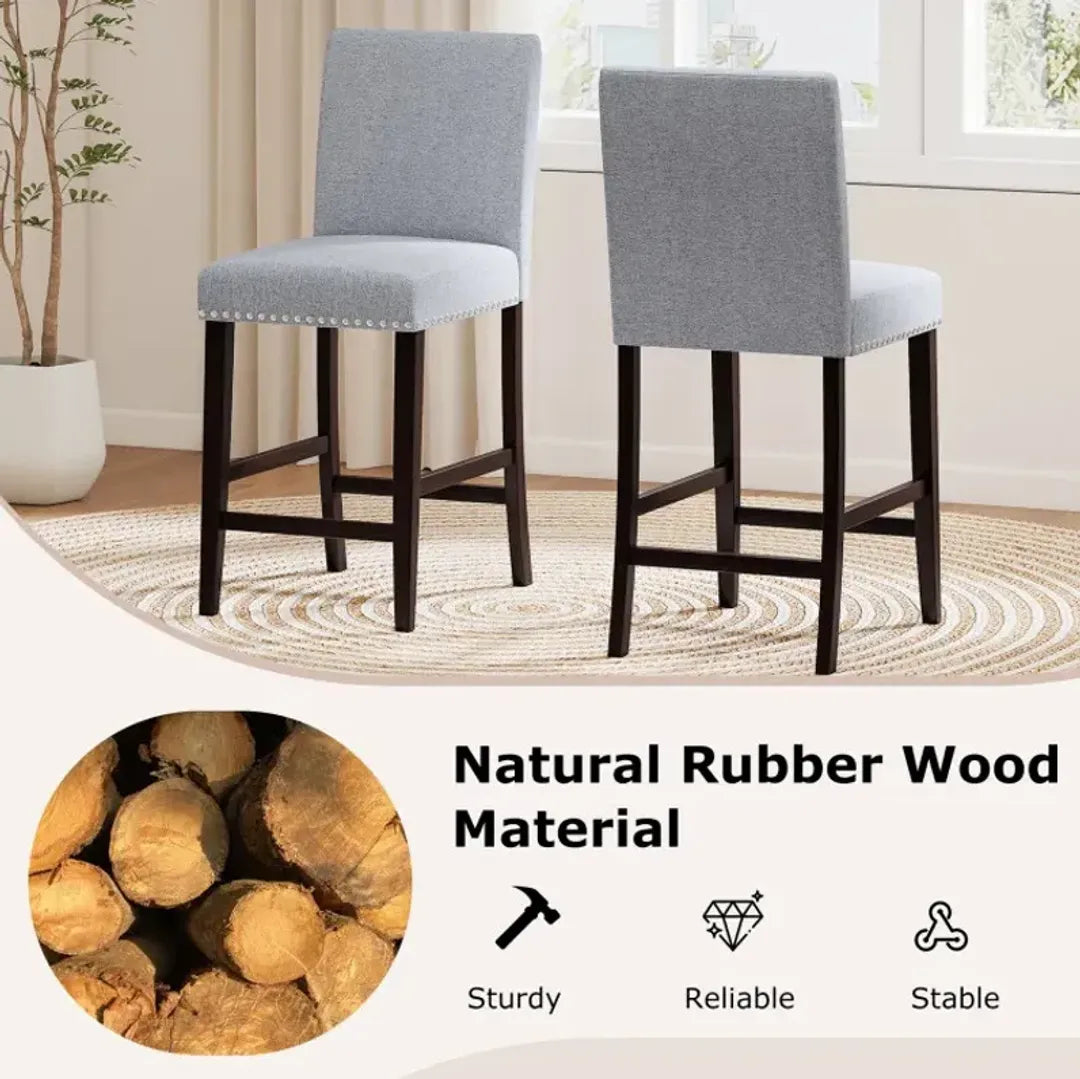 26 inch Counter Height Chairs Set of 2 with Padded Seat and Backrest