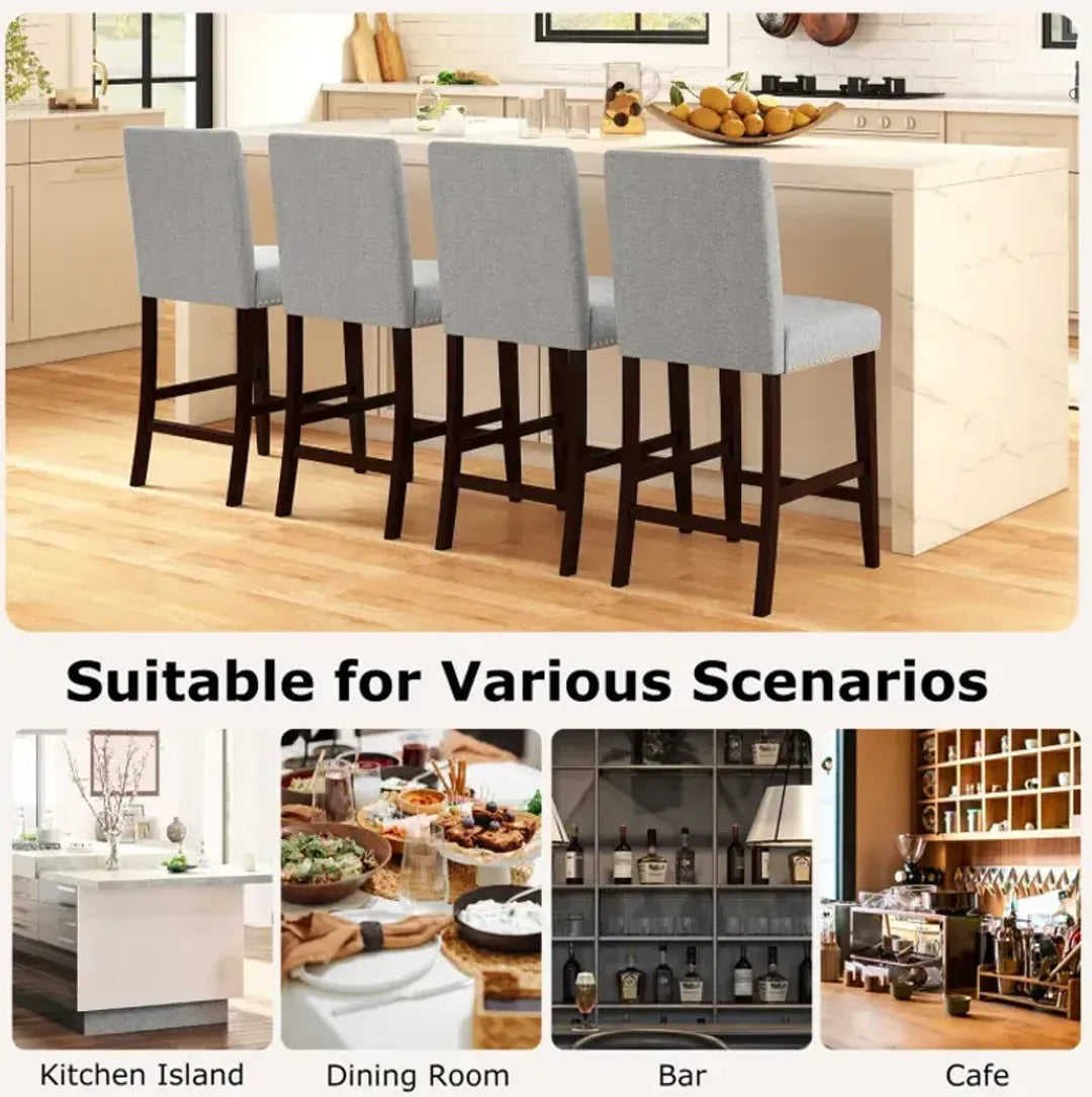 26 inch Counter Height Chairs Set of 2 with Padded Seat and Backrest