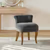 JAYDEN CREATION Nila Grey Vanity Velvet Upholstered Stool with Solid Wooden Legs 20 in. W x 20.7 in. D x 25.7 in. H