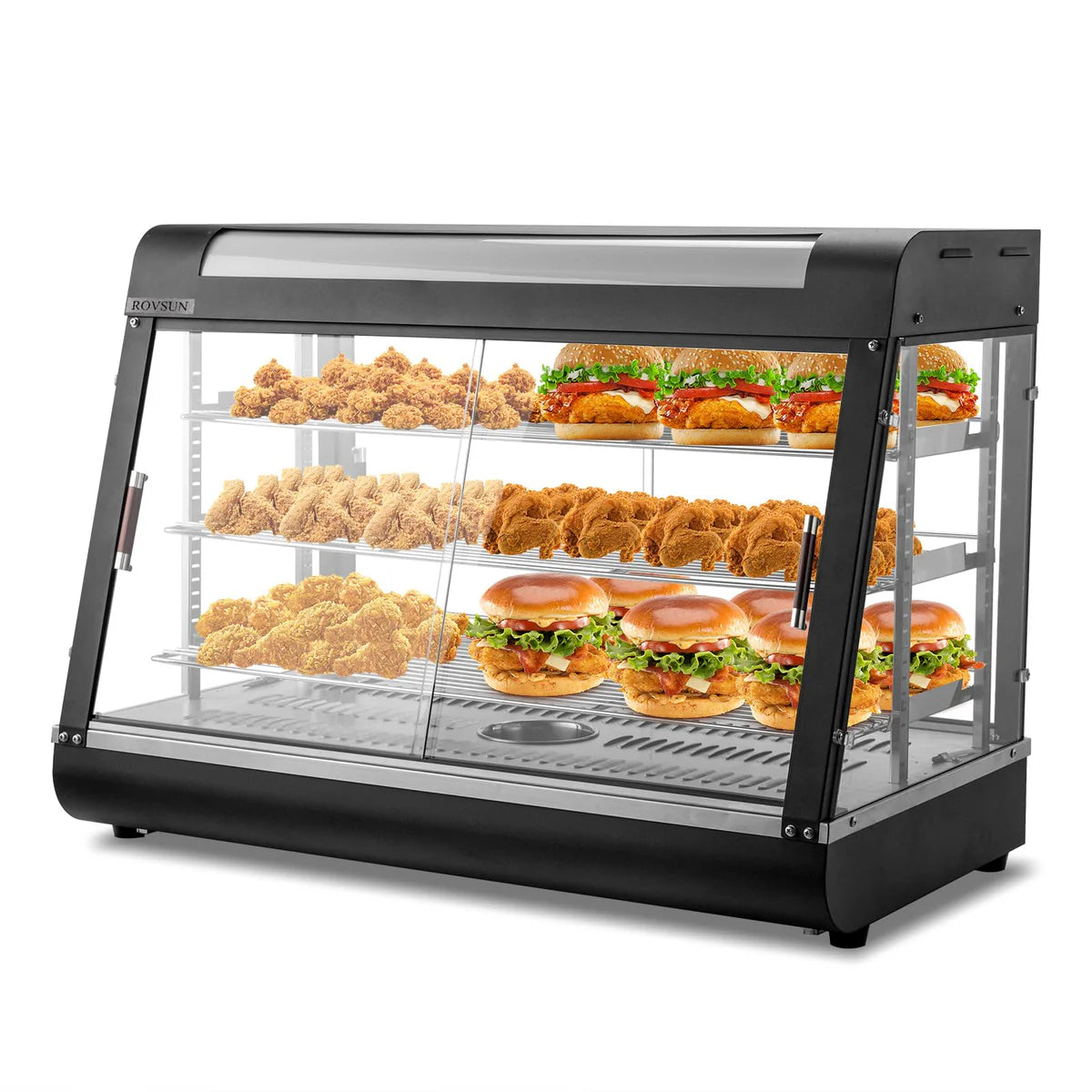 ROVSUN 3-Tier 35" Countertop Heated Display Case with Sliding Doors