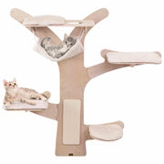 Pefilos 71" Wall-Mounted Cat Tree Tower with Hammock Platforms and Sisal Scratching Mat, Cat Wall Climber Shelves, Beige