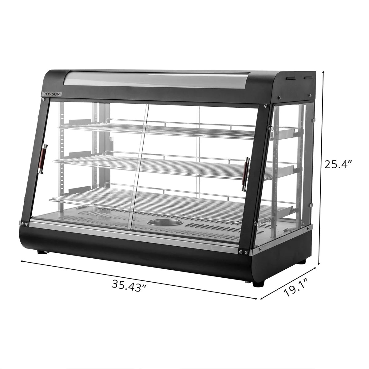 ROVSUN 3-Tier 35" Countertop Heated Display Case with Sliding Doors