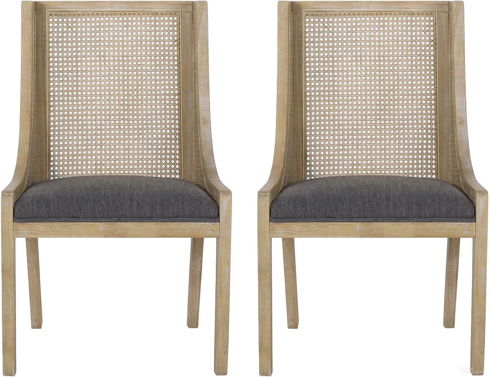 Luminescent Dining Chair with Gorgeous Backrest and Sloped Arms Set of 2 In Charcoal